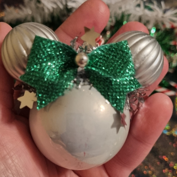 Hand Crafted Holiday Set Of 3 Handmade Glitter Disney Minnie Mouse